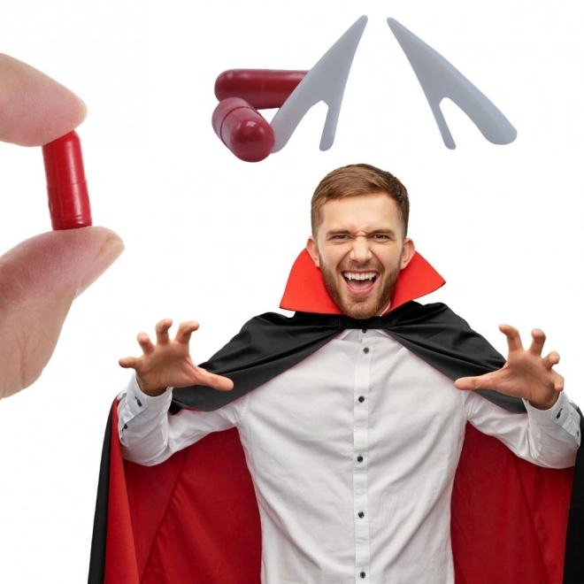 Sada upírských zubů s falešnou krví na Halloween