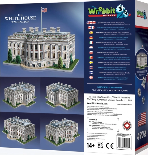 WREBBIT 3D puzzle Bílý dům, Washington 490 dílků