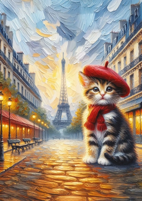 Puzzle Kočičí umělec v Paříži 260 dílků