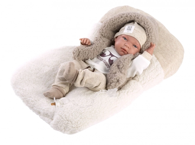 Llorens 73899 NEW BORN CHLAPEČEK - realistická panenka miminko s celovinylovým tělem - 40 cm
