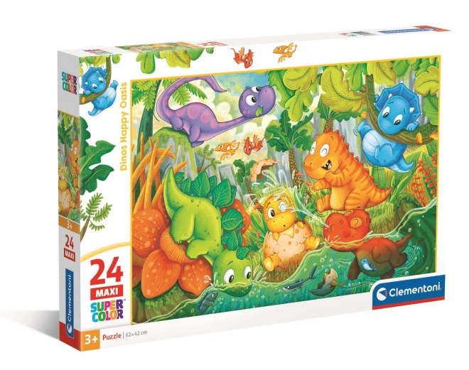 Clementoni puzzle šťastná oáza dinosaurů, maxi 24 dílků