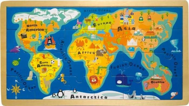Vkládací puzzle Mapa Světa pro Děti