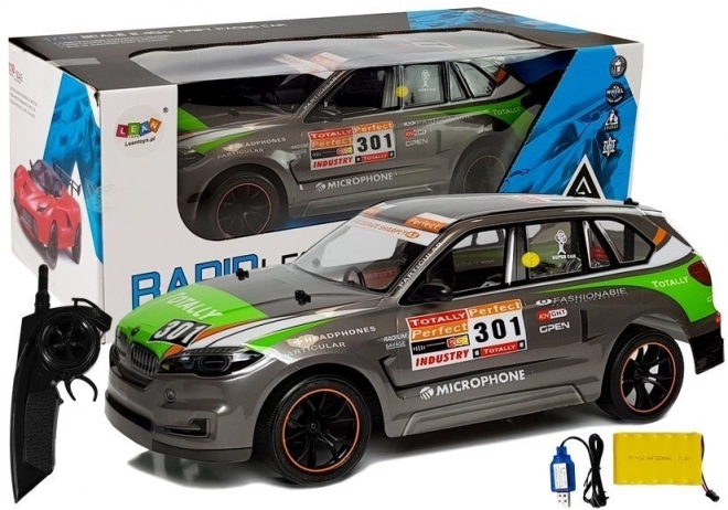 Šedé závodní auto na dálkové ovládání RC 1:10 2.4G