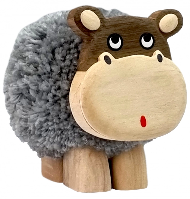 Dřevěná figurka XL Hroch s Bambulkou