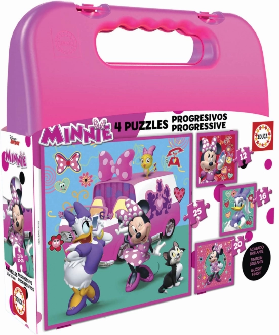 EDUCA puzzle v kufříku Minnie a Daisy 4v1 pro děti