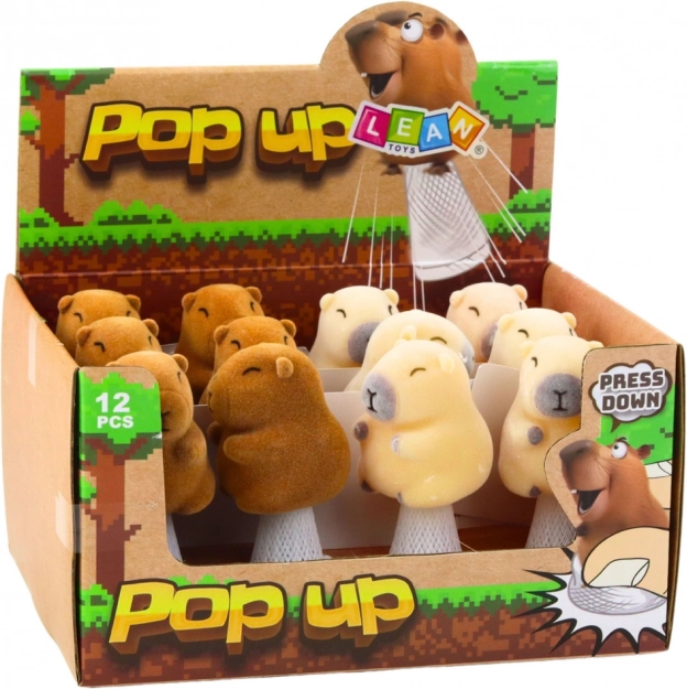 Skákající kapybara Pop Up béžová hnědá 10cm