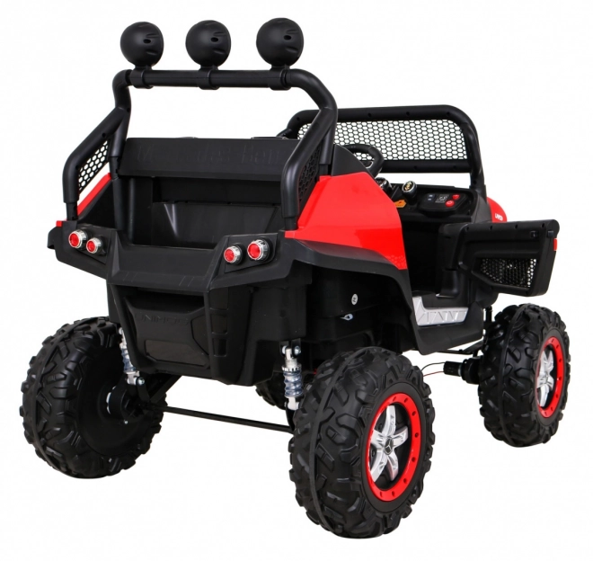 Mercedes Benz Unimog pro děti Červený + 4x4 + dálkové ovládání + nosič zavazadel + pomalý start + MP3 LED