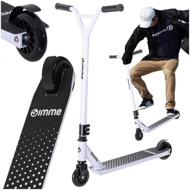 Kaskadérská koloběžka STIV kolečka 100mm zesílená konstrukce bílá GIMME