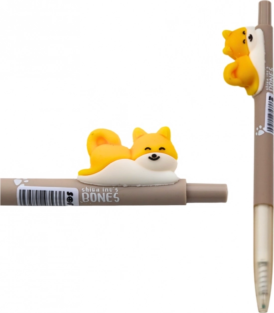 Gelové pero s figurkou psa Shiba modrý inkoust 0.5mm