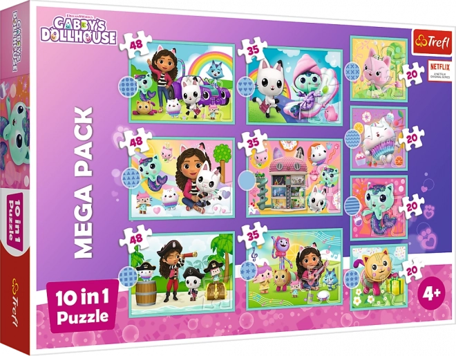 Puzzle 10v1 Ve světě Gabby/Universal Gabby´s v krabici 40x27x6cm