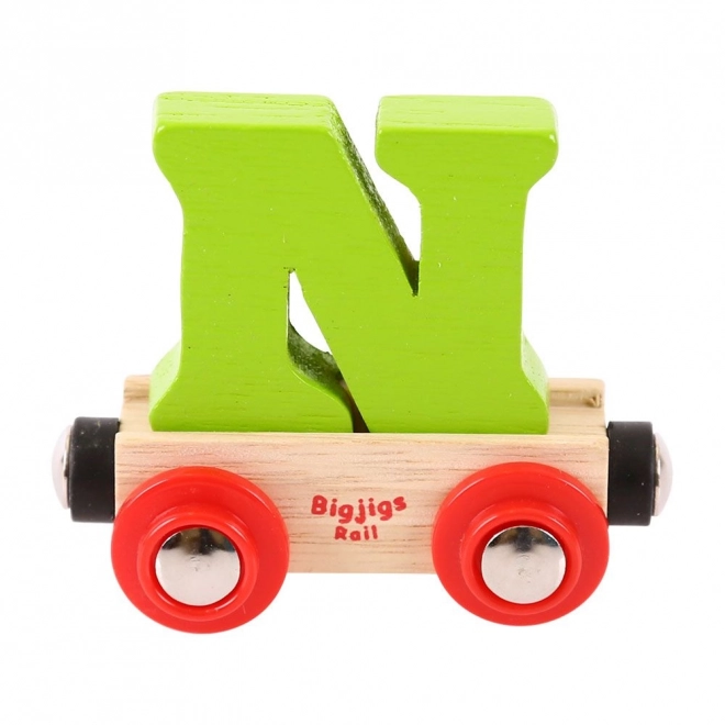 Bigjigs Rail Vagónek dřevěné vláčkodráhy - Písmeno N