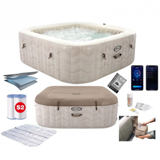 Nafukovací vířivka se čtvercovým designem pro 6 osob 196x71 cm s prémiovými doplňky od INTEX