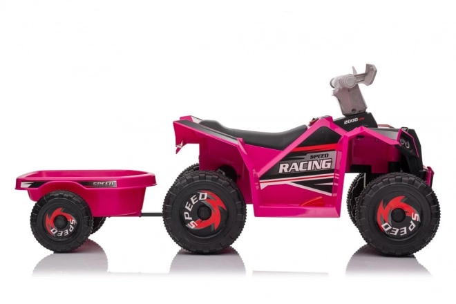 Růžová bateriová čtyřkolka XMX630T s přívěsem
