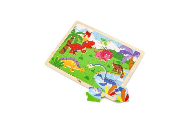 Dřevěné puzzle 16 dílků - dinosauři
