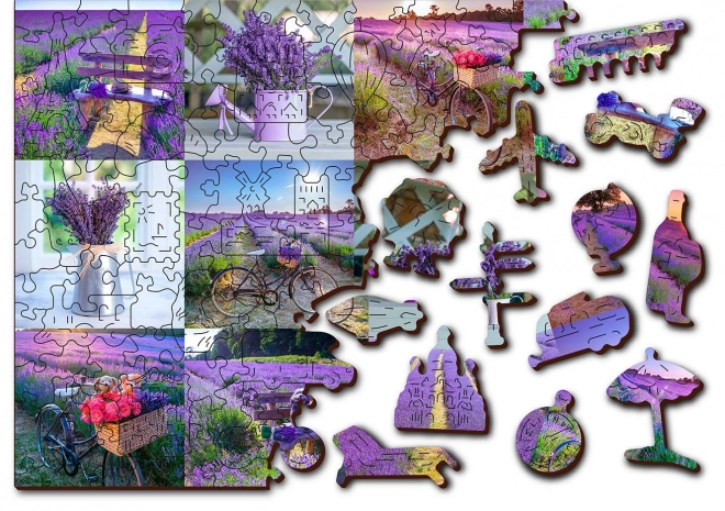 Dřevěné puzzle Levandulová Francie 2v1