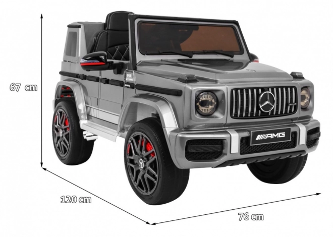 Mercedes AMG G63 pro děti Stříbrný lak + dálkové ovládání + MP3 LED + pomalý start + EVA + pásy