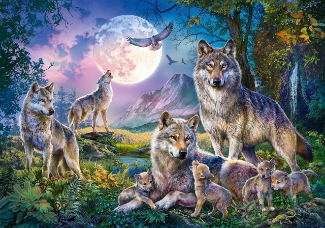 Puzzle 1500 prvků Rodina vlků
