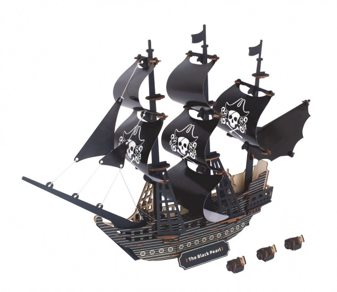 Dřevěné 3D puzzle Pirátská loď Černá perla