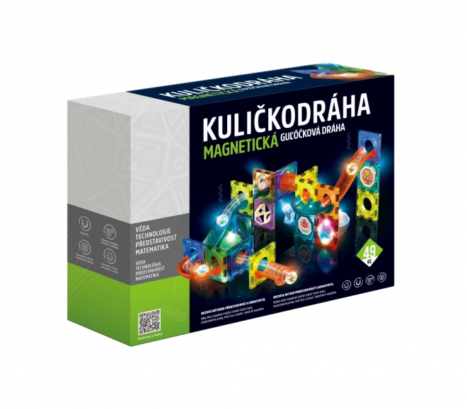 Magnetická kuličková dráha se světlem – 49 dílků