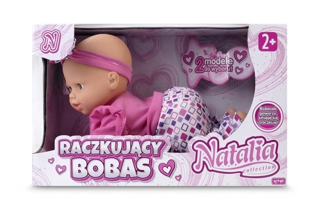 Panenka Natalia lezoucí fazole 32 cm růžová
