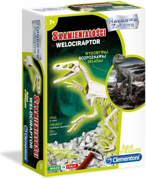 Fosilie velociraptora svítící ve tmě