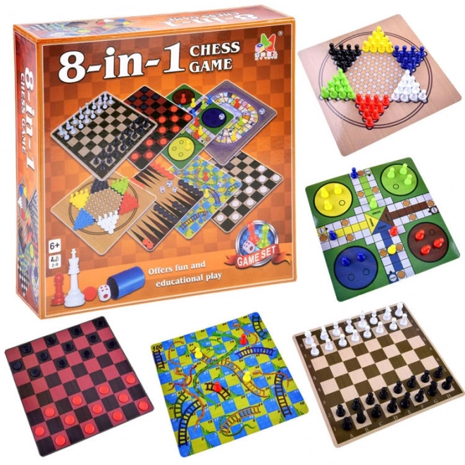 Šachový set 8v1 stolní hry GR0424