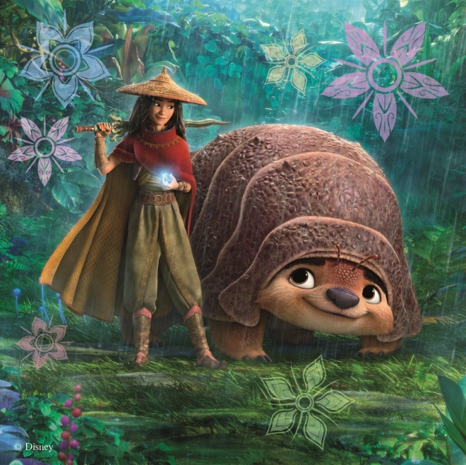 Puzzle s hrdinkou Raya a přátelé - 3x55 dílků