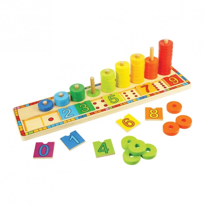 Bigjigs Toys dřevěná deska s číslovanými kroužky