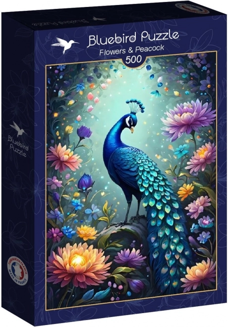 Puzzle Květiny a páv 500 dílků
