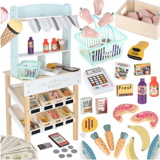 Stabilní dřevěná konstrukce s 6 policemi