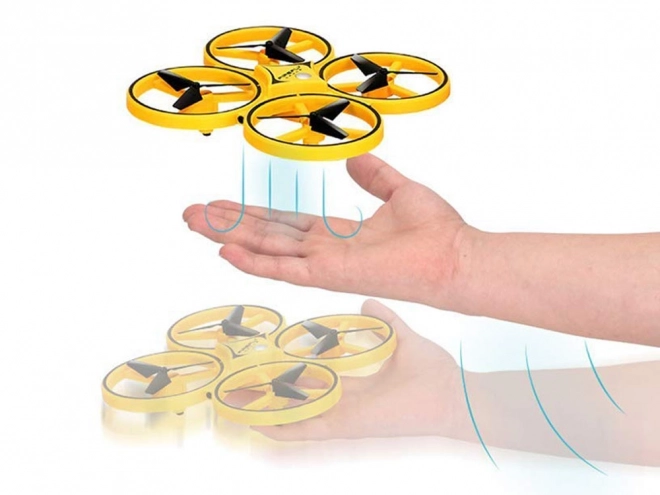 Dron ovládaný gesty rukou + dálkové ovládání Kvadrokoptéra RC0573 – Žlutá