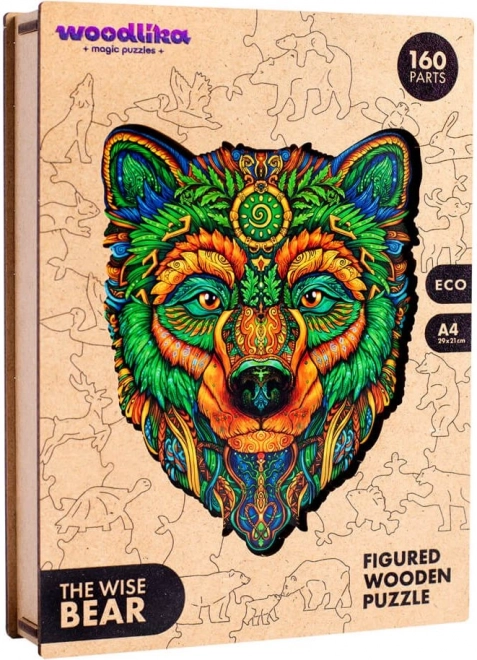 Dřevěné puzzle Moudrý medvěd