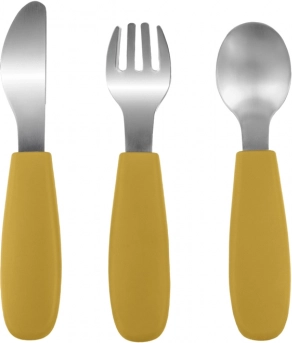 Dětský příbor ze silikonu – Mustard Yellow