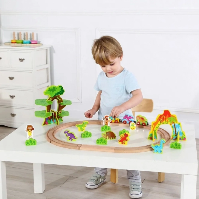Dřevěná magnetická mašinka dinosauři