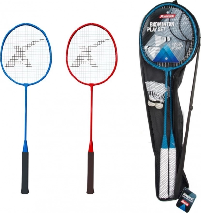 sada badmintonových pálek a košíčků v pouzdře
