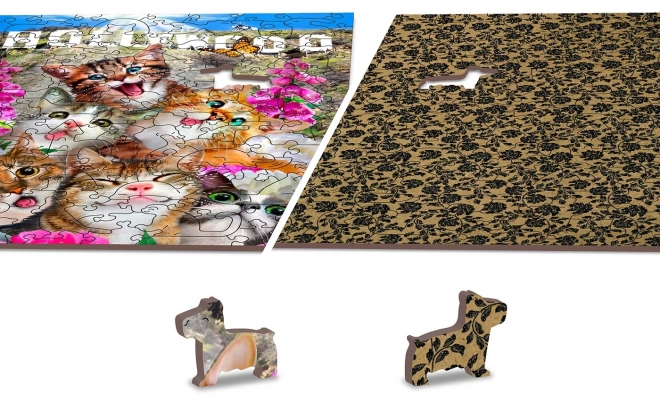 Dřevěné puzzle Koťata v Hollywoodu 2v1, 75 dílků
