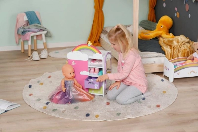 Duhová šatní skříň pro panenky BABY born