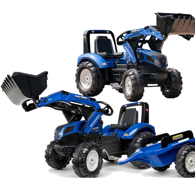 Traktor šlapací New Holland T8 s valníkem a přední lžící mod