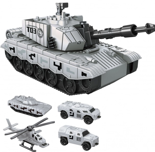 Vystřelovací tank na setrvačník 21 cm s auty a vrtulníkem
