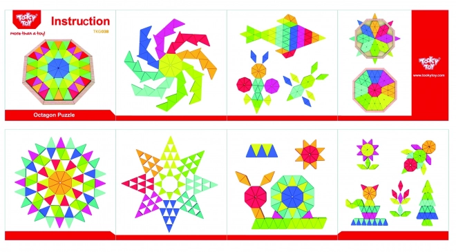 Tooky Toy Osmiúhelníková Dřevěná Mozaika Edukativní Puzzle