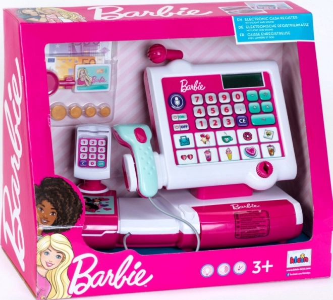 Kasa supermarketu se skenerem Barbie