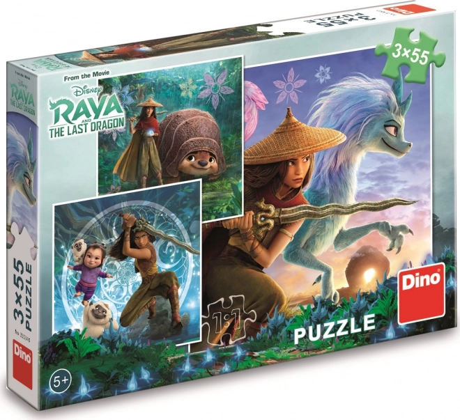 Puzzle s hrdinkou Raya a přátelé - 3x55 dílků