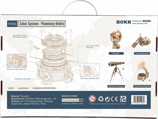 RoboTime 3D dřevěné mechanické puzzle Planetárium