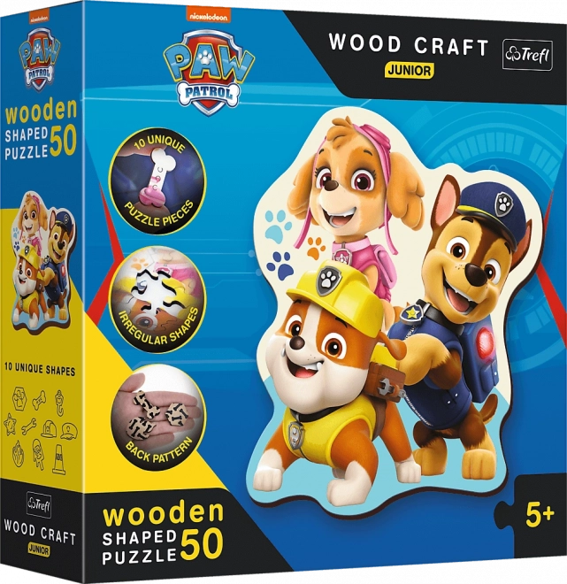 Dřevěné oboustranné puzzle Tlapková patrola 50 dílků