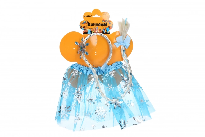 Set karneval - princezna modrá sukýnka s čelenkou