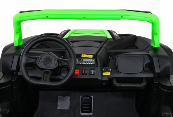 Silná závodní čtyřkolka buggy pro 2 děti Zelená + Střídavý motor + Nafukovací kola + LED audio
