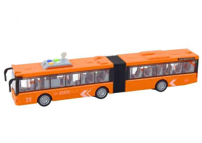 Kloubový městský autobus 1:16 Pohon Světla Zvuky Oranžový