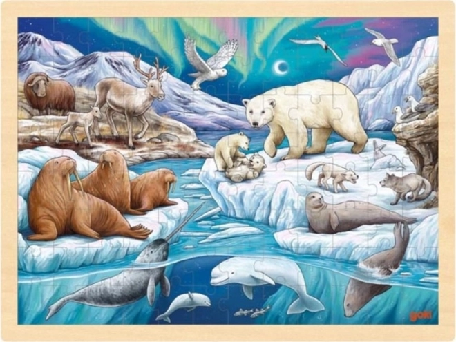 GOKI Dřevěné puzzle Polární noc 96 dílků