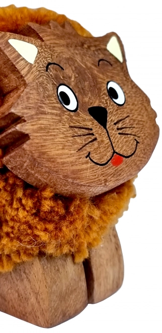 Dřevěná figurka s bambulí Kočka pro děti