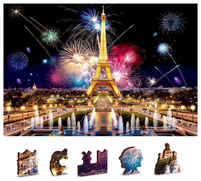 Dřevěné puzzle Noční Paříž